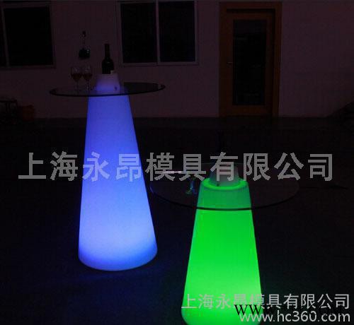 滚塑LED发光酒桌模具 酒店发光家具 有色发光吧桌 玻璃台面带酒槽图3