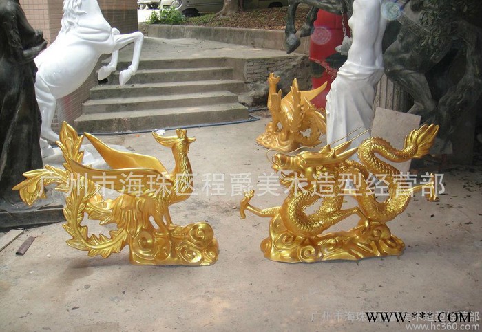 玻璃钢动物雕塑 玻璃钢龙凤喜（喷金） 有模具 可批量生产图3