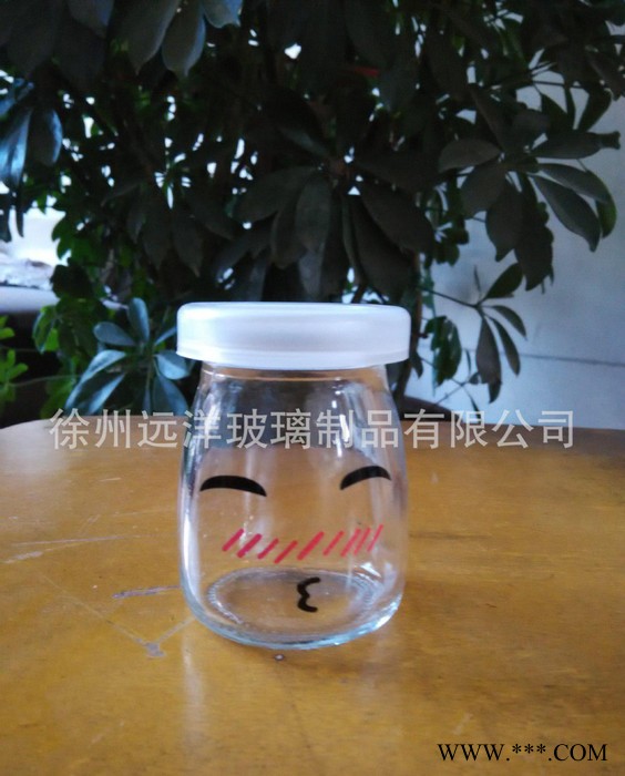 笑脸表情布丁瓶玻璃布丁杯酸奶瓶玻璃烘培模具带盖耐高温图3