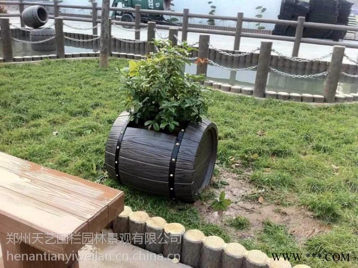 天艺仿木花桶产品及塑料模具 水泥花桶模具水泥花桶模具 啤酒桶模具 仿木花盆花箱花钵花池模具及产品图4