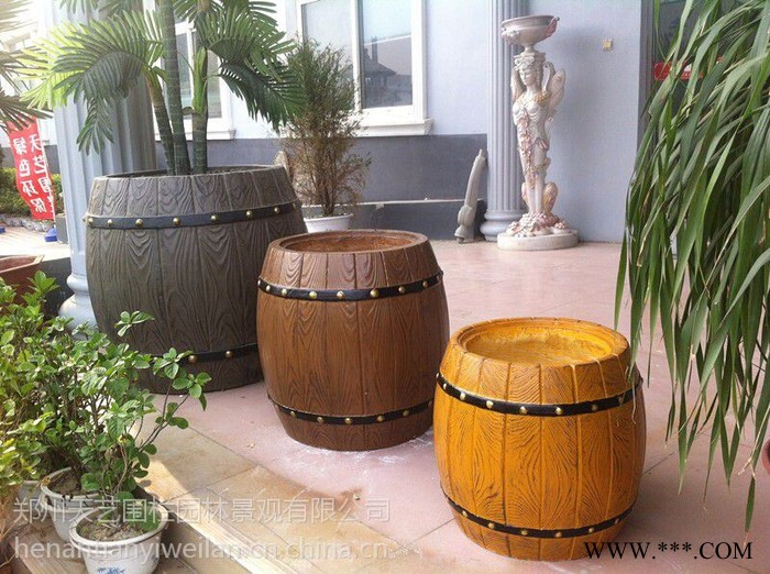 天艺仿木花桶产品及塑料模具 水泥花桶模具水泥花桶模具 啤酒桶模具 仿木花盆花箱花钵花池模具及产品图3
