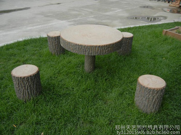 天艺模具0101 特种建筑/建材   天艺仿木圆桌凳水泥模具直径80厘米001图4