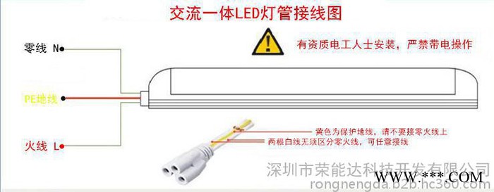 荣能达牌T8一体交流数控机床电梯工作日光灯管 12V 24v 36V 48V led通讯机柜工地低压灯红绿蓝黄粉红中性光图2
