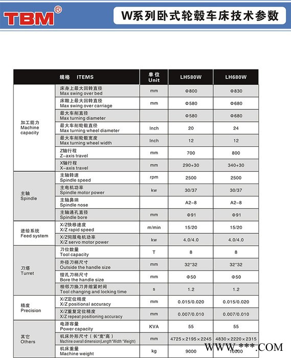 TBM 双鸟W580卧式 数控车床图2