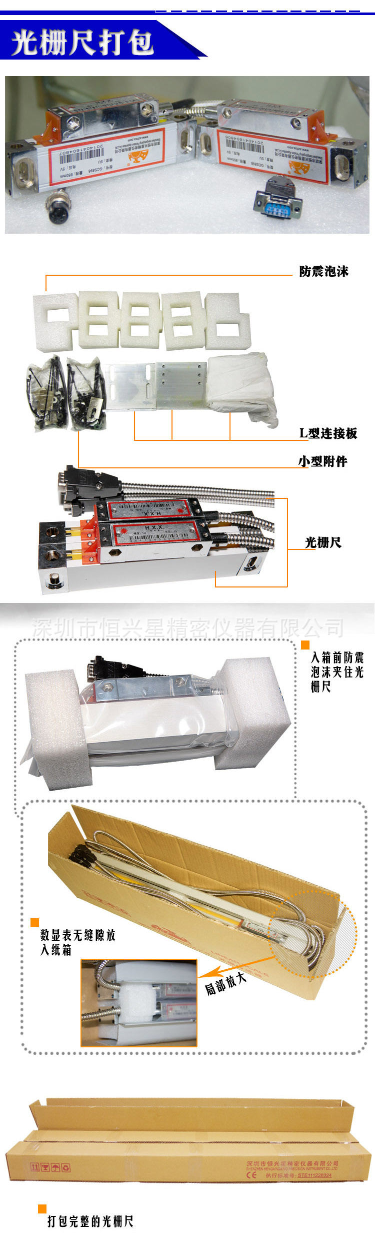 光栅电子尺打包流程细节